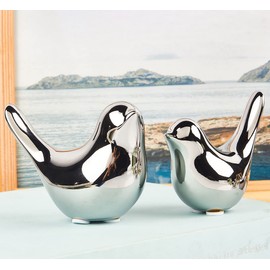 Insiswiner Small Animal Statues Home Decor Modern Style Birds Silver Decorative Ornaments for Shelf Living Room Bedroom Office Desktop Cabinets