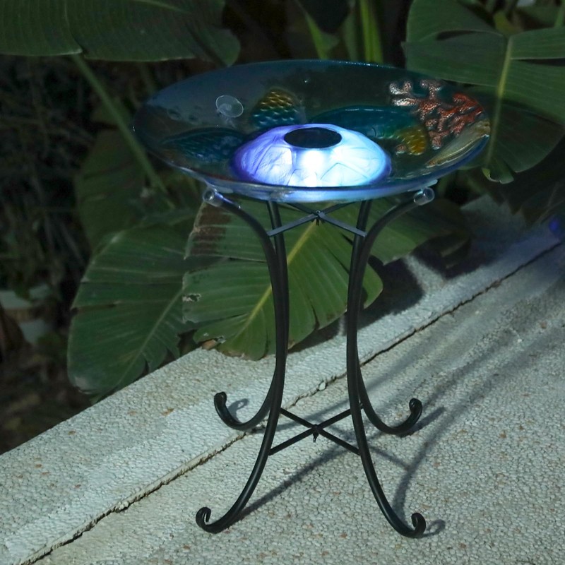 MUMTOP Outdoor Bird Bath, Large Glass Bird Baths Bowl with