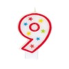 Unique Glitter Star Number 9 Birthday Candle, 3.5", White