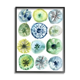 Stupell Industries Nautical Sea Urchin Abstract Assortment Blue Green Yellow, Designed by June Erica Vess Black Framed Wall Art, 16 x 20