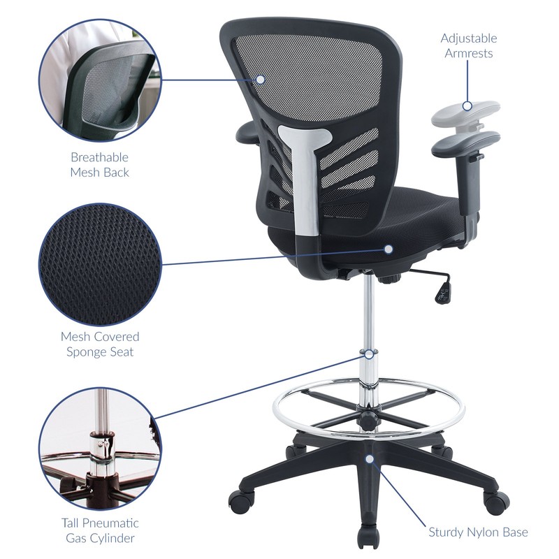 Modway Articulate Drafting Chair - Reception Desk Chair - Drafting