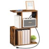 HOOBRO Narrow Side Table with Charging Station, S-Shaped Slim End