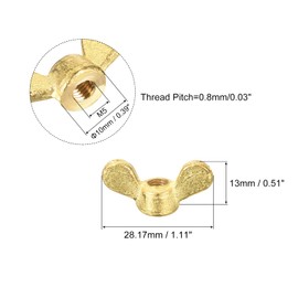 sourcing map Pack of 4 Brass Wing Nuts M5 Butterfly Nut Hand Twist Tighten Attachment for Furniture Machines Electronic Devices