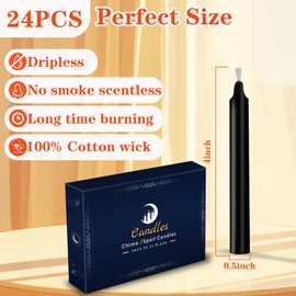 Kunrsug 24 Pack Black Spell Chime Candles – Premium Mini Unscented Taper Candles for Rituals, Prayer, Birthdays, Meditation, Altar, Spells, Chime Candles - 4 Inch Tall - Ideal for Witches