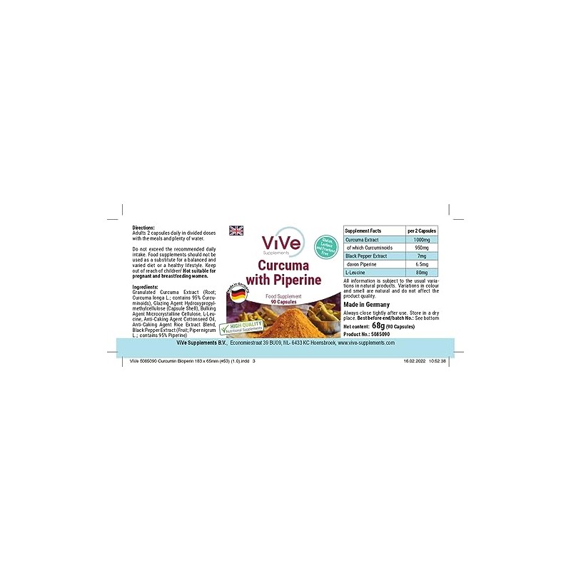 Curcuma Capsules with Piperine - 500 mg - 90 Capsules