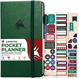 Clever Fox Pocket Planner Weekly â Undated Monthly Goal Planner and Calendar for Increasing Productivity, Mini Planner Perfect for Purse, Size: 3.7" x 6.7", Start Anytime, Lasts 1 Year â Forest Green