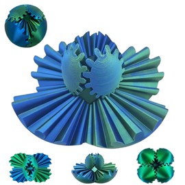 3D Printed Rotating Gear Ball – 3D Printed Stress Relief Toy, Stress Balls for Adults and Kids, Gear Sphere Fidget Toys, Anxiety Relief Gift for Friends and Family (Green)