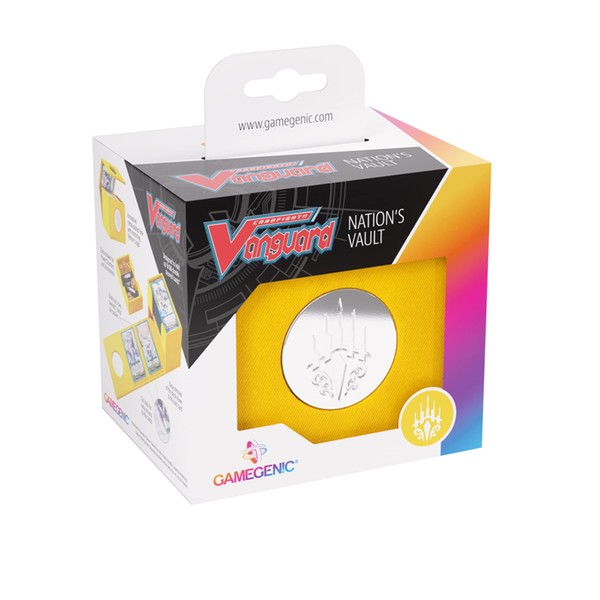 Gamegenic Cardfight!! Vanguard Nation's Vault | Premium Deck Box | Holds up to 50 Double-Sleeved Cards | Extra Drawer for Power Counters and Accessories | Keter Sanctuary - Yellow Color | Made