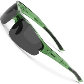 SIPLION Men's Polarized Sunglasses Sports Glasses for Cycling Fishing Golf TR90 Superlight Frame (Green Frame/Black Lens(not Mirrored)-upgrade, As the picture)