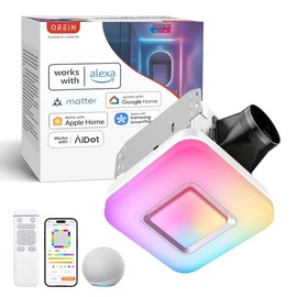 OREiN Matter Smart Bathroom Exhaust Fan with Light (No Speaker), 110 CFM Quiet Bathroom Vent Fan, 2700K–6500K, DIY RGB Lighting, Voice/App/Remote Control, Works with Alexa, Google & Apple Home