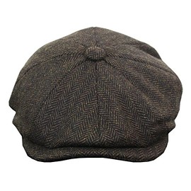 TruClothing Mens Tweed Newsboy Cap Baker Boy Flat Check Grandad Hat Blinder 8 Panel Dark Brown M