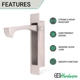 EAI Edge Pull Handle for Pocket Door | 90x18x14mm | Satin Nickel | Flush Mounted for Pocket Doors, Sliding Doors or Cabinet Doors