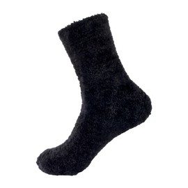 BambooMN Men's Super Comfy Soft Warm Plush Slipper Bed Fuzzy Socks - 08 Black - UK Size 8-11