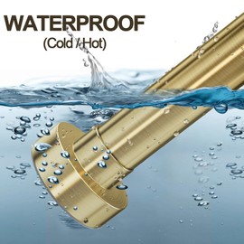 YNL Shower Curtain Rod 34-82 Inches, Non-Slip, Never Rust, No Drill Tension Curtain Rod for Bathroom & Window Stainless Steel Shower Rod, Brushed Gold