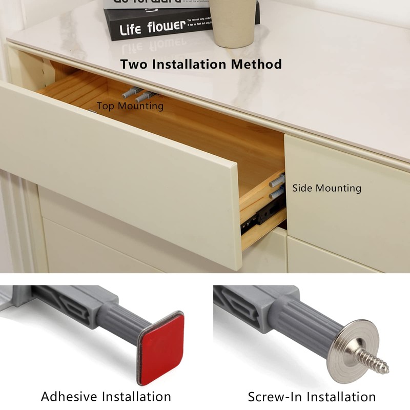 Double Push to Open Door Latch, 2 Pack Magnetic Push