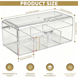 Vurixfo 4 Compartment Hair Accessories Organizer with Lid Clear Box