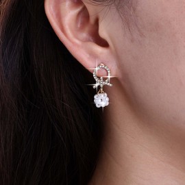 Inateannal Boho Crystal Pearl Drop Earrings Gold Pearl Cluster Earrings Rhinestone Bow Stud Earrings Bow Pearl Dangle Earrings Statement Pearl Bridal Cluster Earrings Jewelry for Women