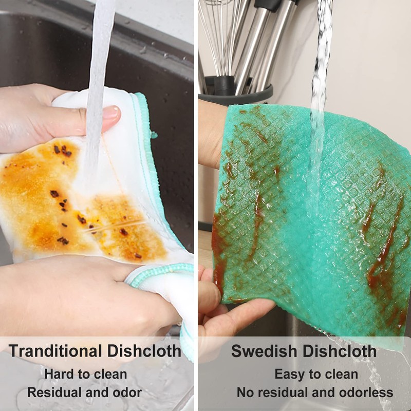 JECOLE 10 Packs Swedish Dishcloths for Kitchen, Reusable Paper Towels
