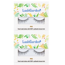 LashGarden Air Handmade 100% Natural Human Hair False Eyelashes Strong Glue Set Professional Model (Iris 2 Pairs)
