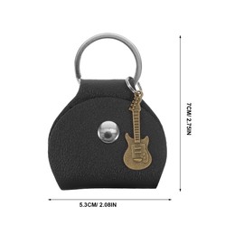 FUNOMOCYA 2Pcs Leather Guitar Plectrums Holder Portable Guitar Picks Case Bag Guitar Picks Holder Storage Black