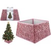 Rose Pink Sequin Folding Tree Skirt - 1 Piece - Elegant & Space-Saving Design - Perfect for Festive Holiday Christmas Decorations