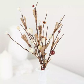 Factory Direct Craft Package of 6 Hand Wrapped Mocha and Creamy Berry with Burlap Accent Sprays