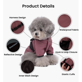 HOSTPATH Dog Raincoat,Dog Harness Rain Coat Breathable Waterproof,Dog Rain Jacket Reflective Slicker Poncho with Hoodie for Puppy Small Medium Dogs_2XL(Red), XX-Large