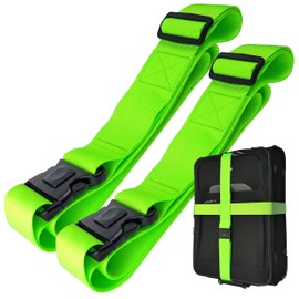 Taschenmann2005 Luggage Strap Set with Additional Locking and Cross Function Suitcase Strap Eye-catching Suitcase Straps 5 cm up to 205 cm Long by taschenmann2005 Set of 2 Neon Yellow