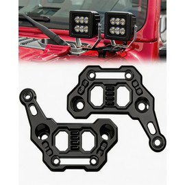 Dual LED Pod Light Brackets for Wrangler JL & Gladiator JT 2018-2024, No-Drilling A-Pillar Ditch Light Brackets, Aluminum Hood Mount Light Brackets for Fog Light Bracket, Offroad Cowl Lamp Holder