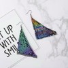 Suyi Trendy Women Earrings Metal Mesh Grid Sequins Tassel Long