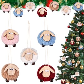 10 Pcs Christmas Felt Sheep Ornaments Decorative Hanging Ornament Sheep Plush Hanging Lamb Christmas Tree Ornaments Cute Lamp Hanging Decor Sheep Pendants Crafts for Xmas Party Home Decor