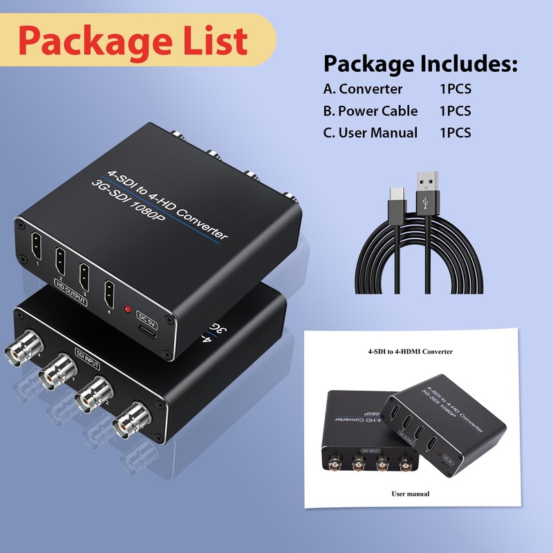ACHAVE SDI to HDMI Video Converter, 4 sdi input and