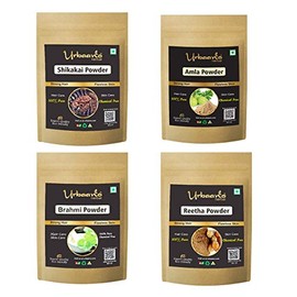 Urbaano Herbal 100% Natural Amla, Reetha, Shikakai & Brahmi Powder for Long, Healthy & Shiny Hair - (100 gm Each) 400 gm