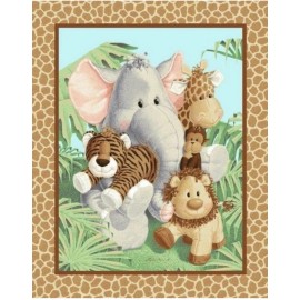 Fabric Traditions Jungle Babies Quilt Top Panel or Wall Hanging 36" x 45"