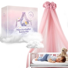 DREAMYBAMBINI Fairytale Bed Canopy for Baby Cot, Princess Baby Cot, Side Cot Baby, Mosquito Net, Baby Room Decoration, Canopy Children's Room 170 x 960 cm (Old Pink)