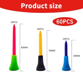 GZGRYTRC Golf Tees 60pcs, Premium Golf Accessories for Men, Mixed Sizes (54mm/70mm/83mm), Durable Golf Training Aids, Ideal for Golf Balls and Golf Simulator Practice, Perfect Golf Gifts