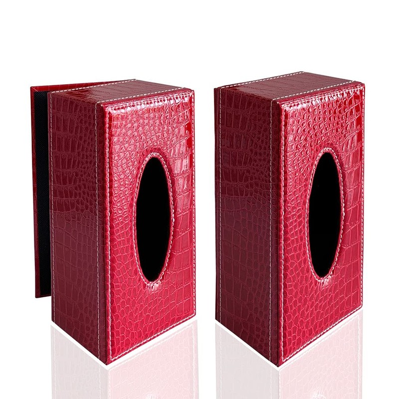 PTAPIPI Elegant PU Leather Tissue Box Holder, Modern Rectangular Towel