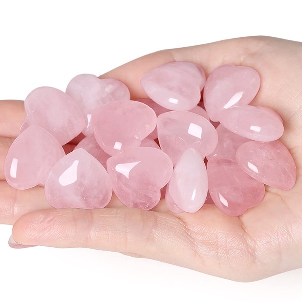 XIANNVXI 10 Piece Rose Quartz Stone Crystals Heart Love Healing Crystal Gemstones Set Polished Natural Stones