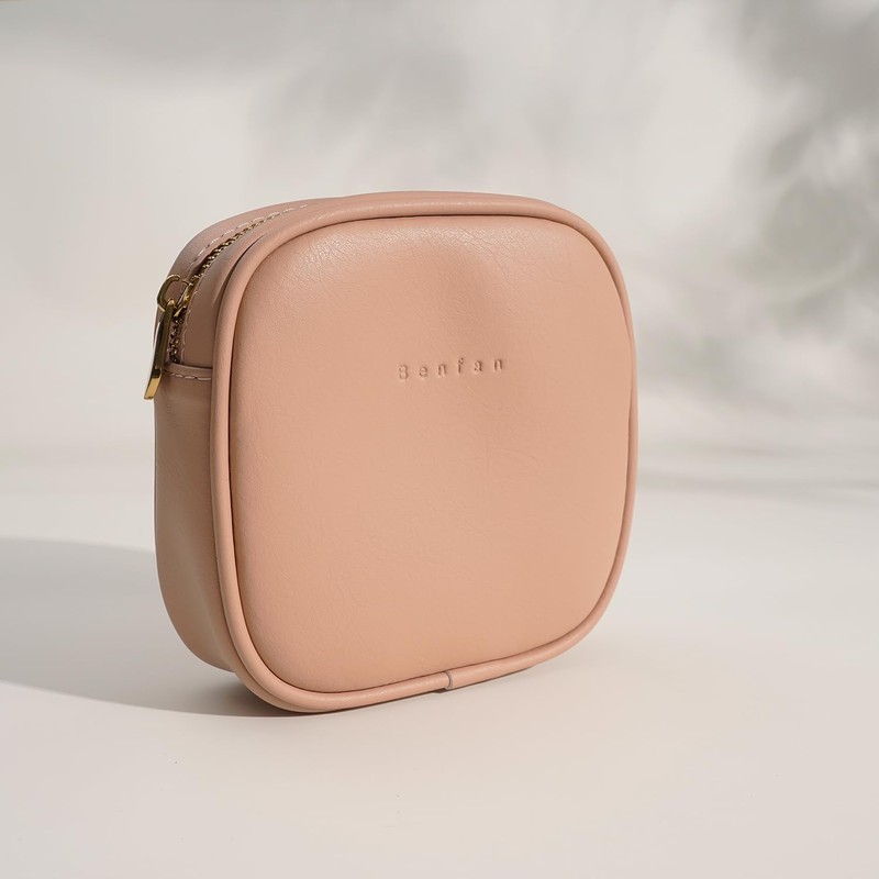 Benfan Leather Cosmetic Bag, Pink, Small