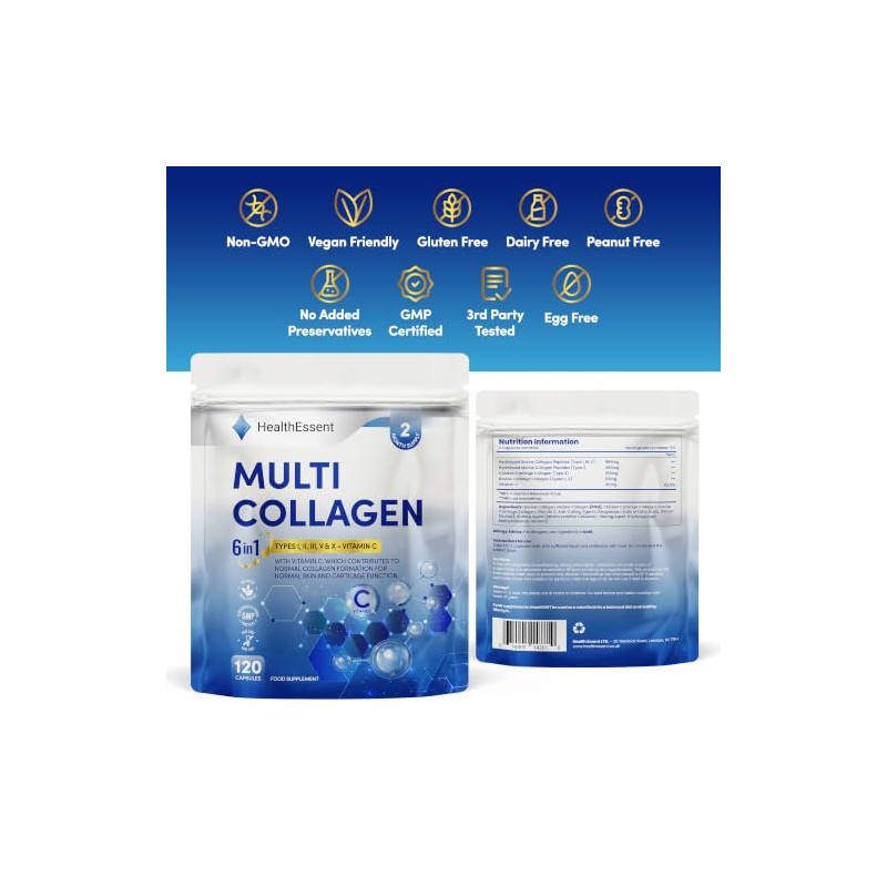 HealthEssent Multi Collagen Supplements 1650mg 6-in-1 for Women & Men