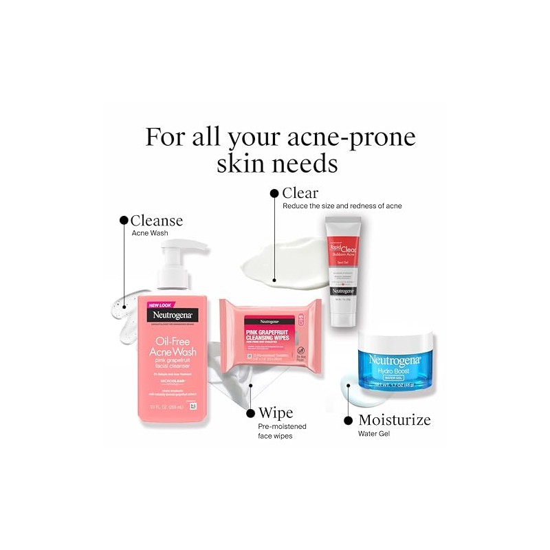 Neutrogena Twin Pack sin Aceite Limpiador Wipes, Pink Grapefruit