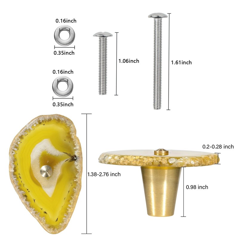 moonsix Set of 4 Agate Slice Cabinet Knobs with Screws,