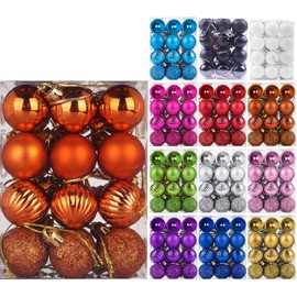 Emopeak - 24 bolas de Navidad para árbol de Navidad – 4 estilos inastillables decoraciones de árbol de Navidad para decoración de día festivo de boda y fiesta (naranja, 1.3 pulgadas/3.2 cm)