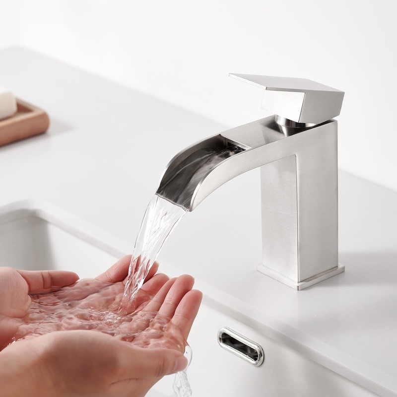 Faustina Wide Open Spout Waterfall Bathroom Faucet Single Handle,Single Hole