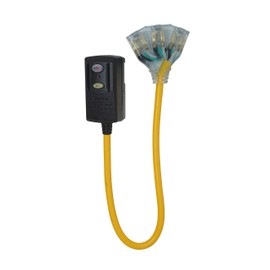 Woods 2814 Coleman Power Block with Gfci; 125 V; 15 A; 12/3 Awg Sjtw; 3-Outlet; Yellow