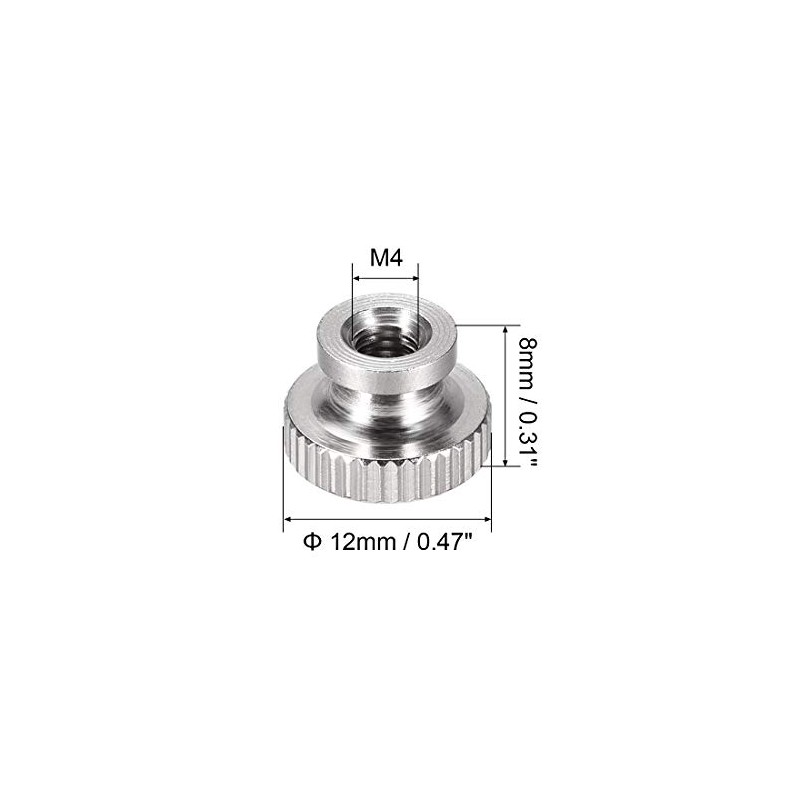 sourcing map 4pcs Knurled Thumb Nuts M4 Round Buttons with