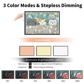 VKTEKLAB A1 Large Rechargeable Light Box for Tracing,Ultra-Thin LED Light Pad with 3 Colors Tone,6000mAh Battery,Stepless Dimmable Light Board for Diamond Painting,Drawing,Sketching