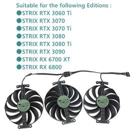 Rakstore T129215SU CF1010U12S 95mm Graphics Card Cooling Fan Replacement for ASUS ROG Strix RTX 3070 3070Ti 3080 3080Ti 3090 3060Ti RX 6700 XT 6800 Quiet Cooler Fan