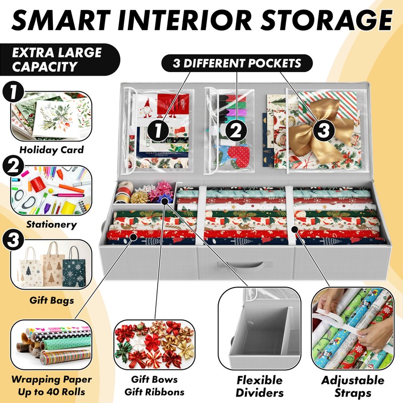 Simple Houseware 41.5" Wrapping Paper Storage Organizer - Fits 40