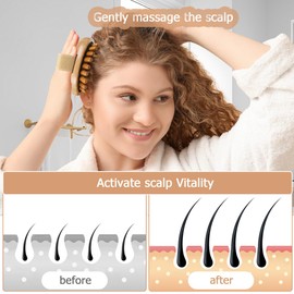 OWIIZI Wooden Scalp Brush Massage Body Tools, Wood Massager for Head Hair Growth Belly Fat Cellulite Multi Functional Air Cushion Massager for Men Women Elder